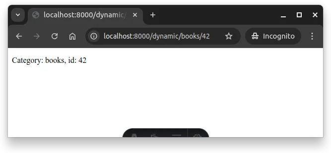 Fig. 2 -- The page at http://localhost:8000/dynamic/books/42 is a dynamic route that is rendered on the server on demand.