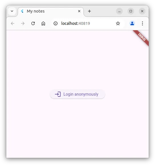 Fig. 4 - The application has been started but the user has not yet logged in. The application shows the login screen.