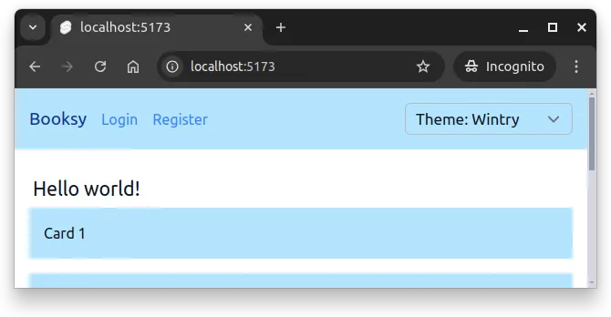Fig 2. The application theme has been changed to "wintry" using the theme switcher.